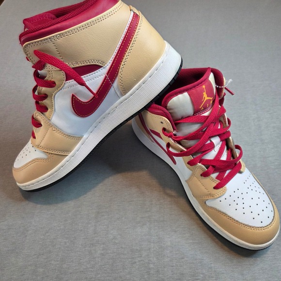 Jordan Other - Nike Air Jordan 1 Mid GS Light Curry Ruby White 554725-201 Kids Size 7Y